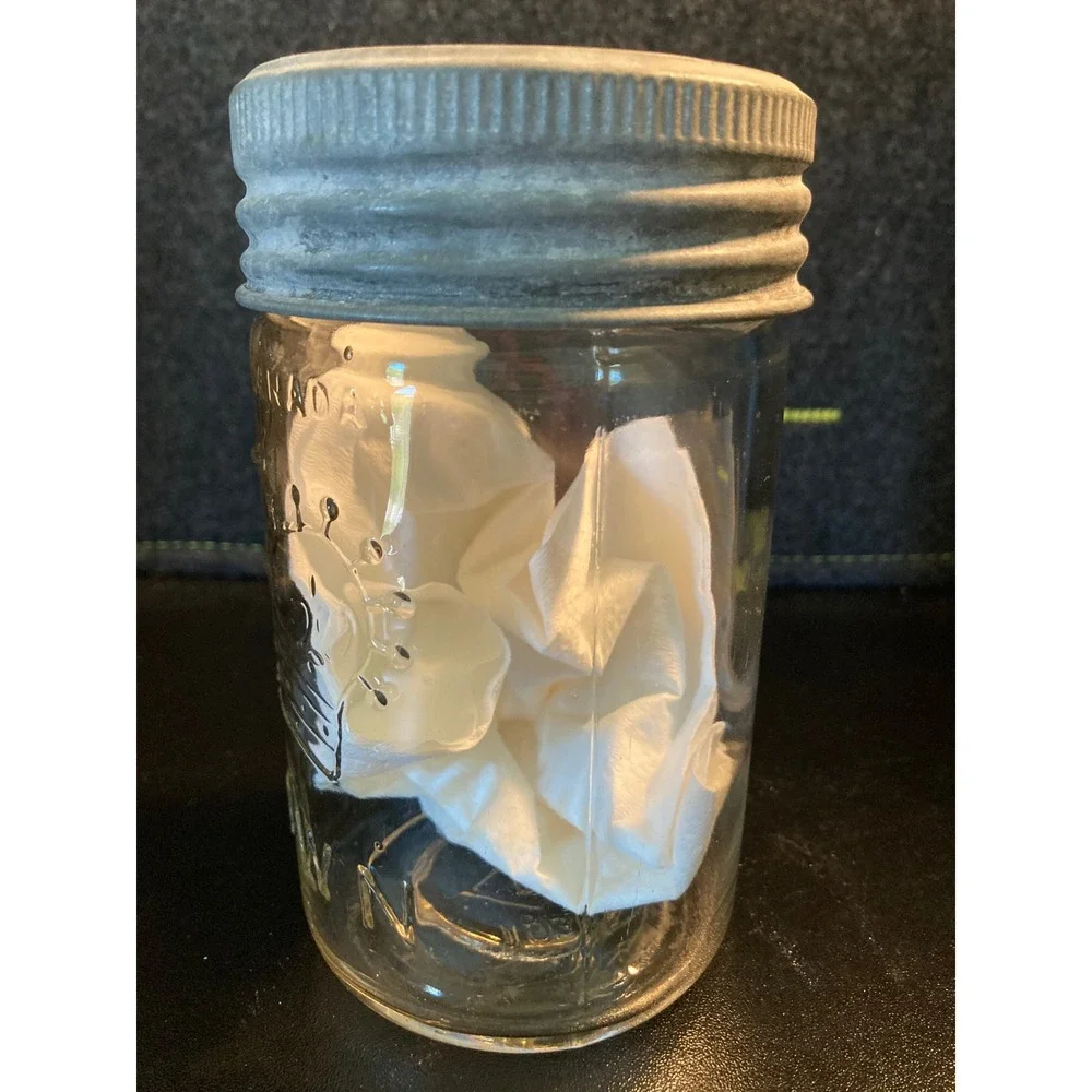 Vintage Crown Canada Half Pint Glass Canning Jar Original Zinc Lid Clear Mason